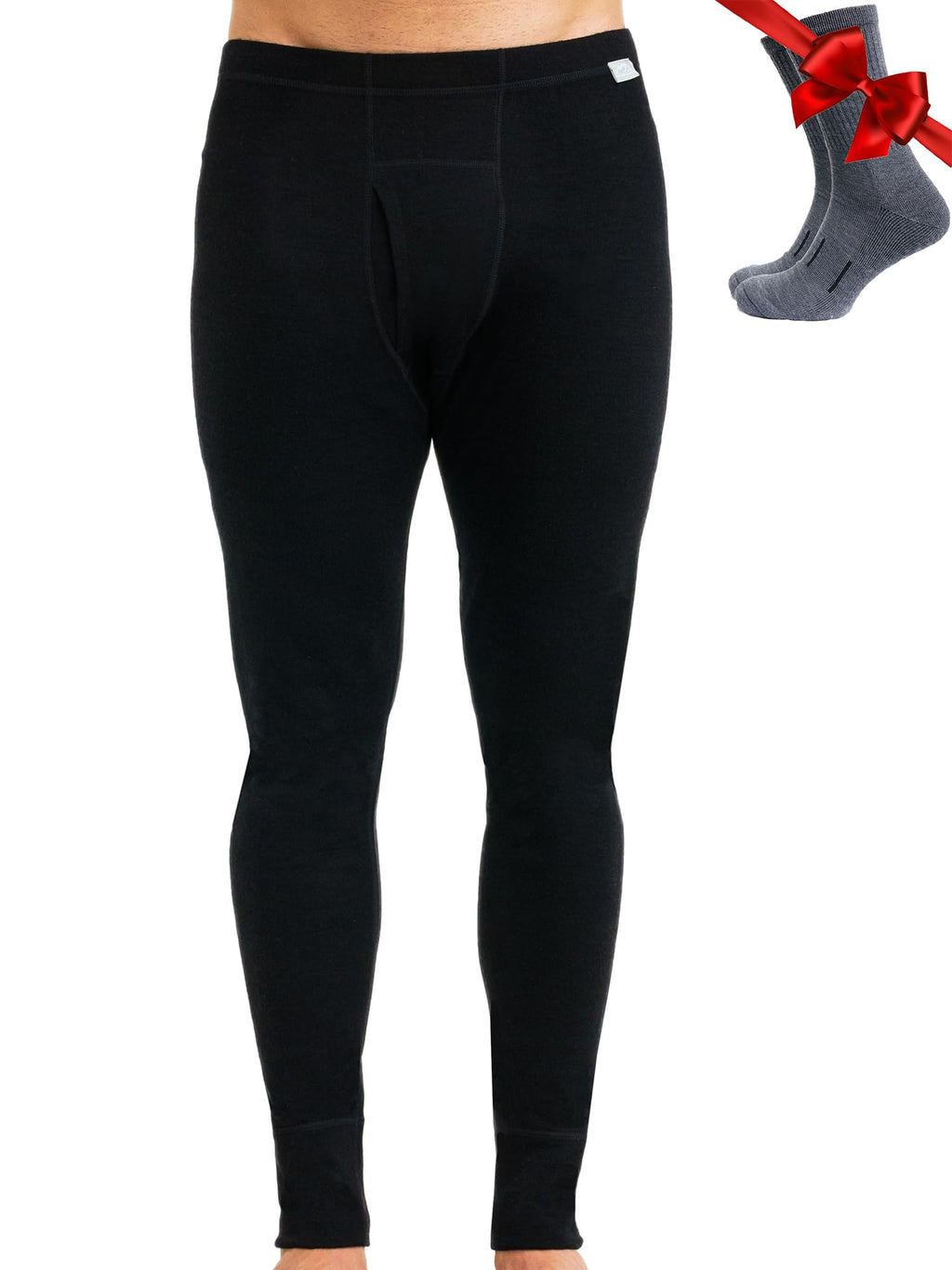 100% Merino Wool Base Layer Mens Pants - Thermal Underwear Long Johns