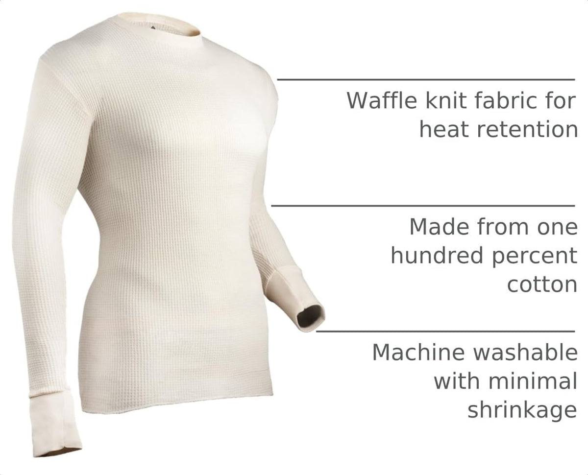 Indera Men's Heavyweight Cotton Waffle Thermal Underwear Crew Top
