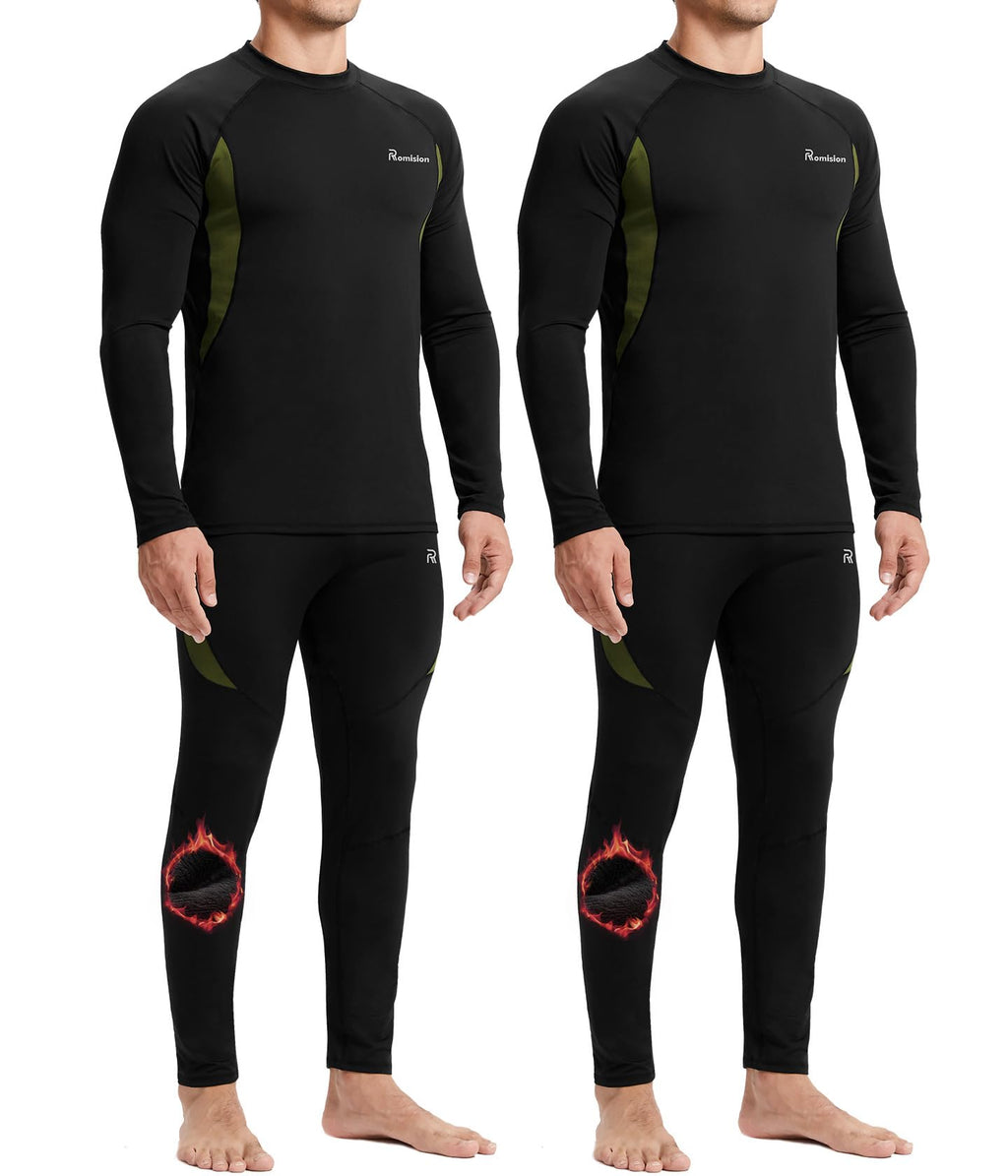 romision Mens Thermal Underwear Set Long Johns Fleece Lined Base Layer