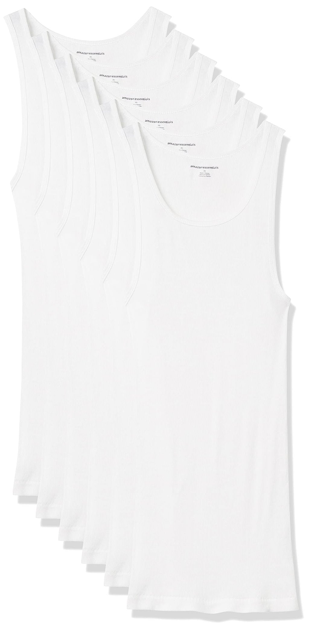 Amazon Essentials Men's Lightweight Breathable Cotton Slim Fit Tank Undershirts, Pack of 6