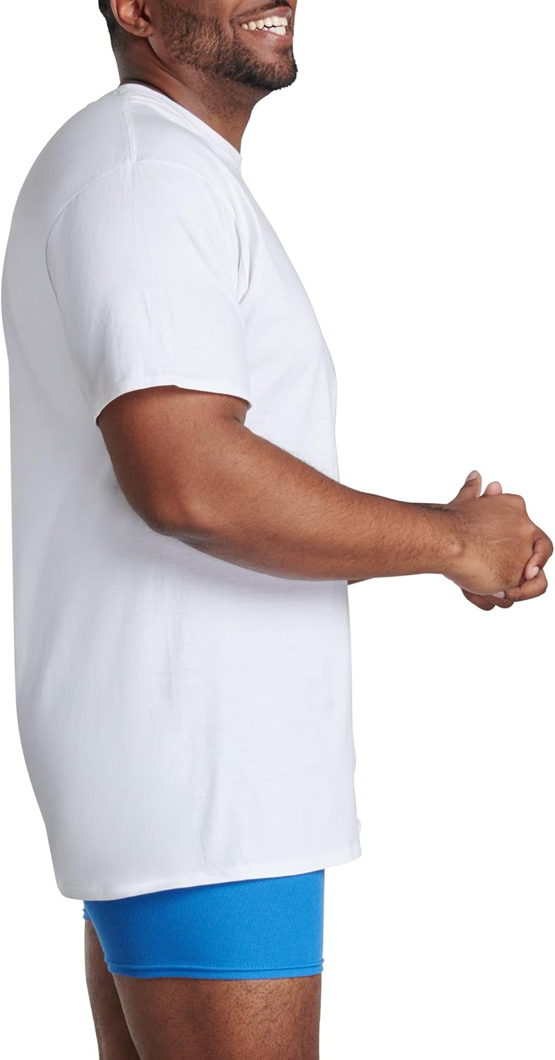 Fruit of The Loom Men's Crew Tee Undershirts, Moisture Wicking & Tag Free, Also Available in Big & Tall