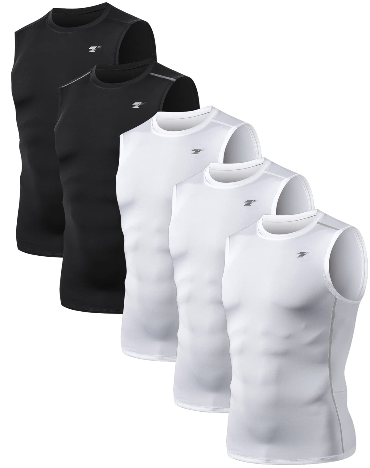 5 Pack Men's Compression Shirts Sleeveless Workout Tank Top BaseLayer