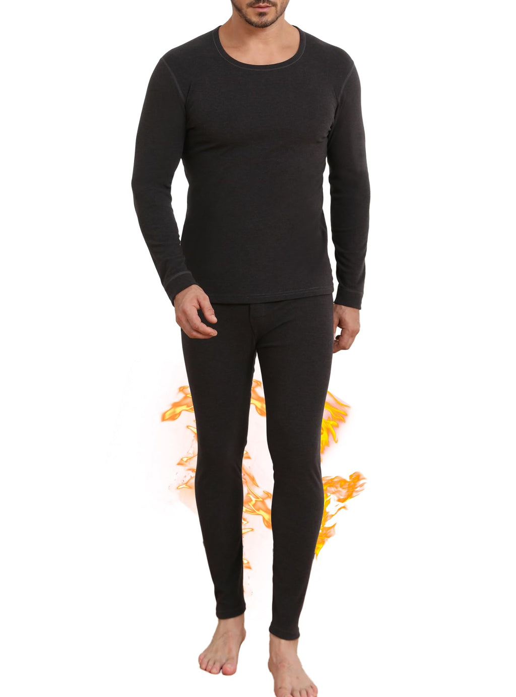 TRENDOUX Soft Thermal Underwear for Men: Warm Wool Long Johns with Fleece Lined, Base Layer Set for Cold Weather Top Bottom
