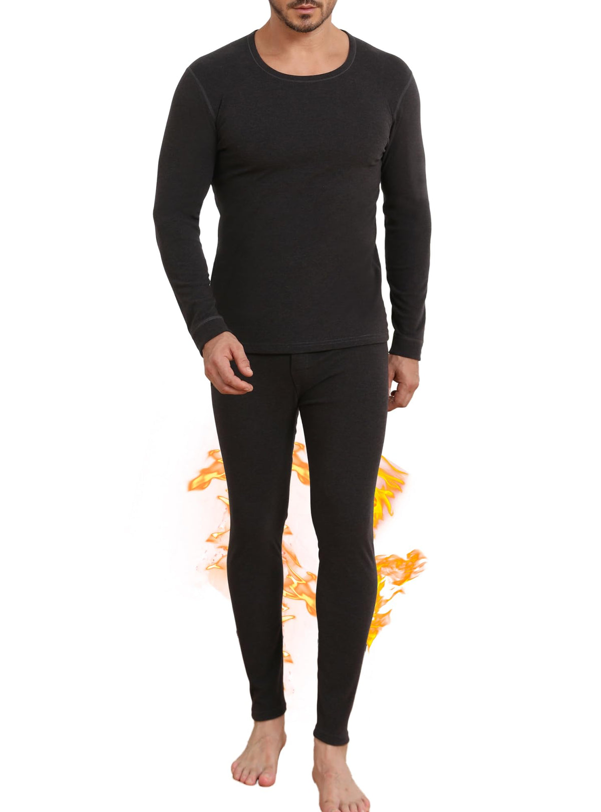 TRENDOUX Soft Thermal Underwear for Men: Warm Wool Long Johns with Fleece Lined, Base Layer Set for Cold Weather Top Bottom