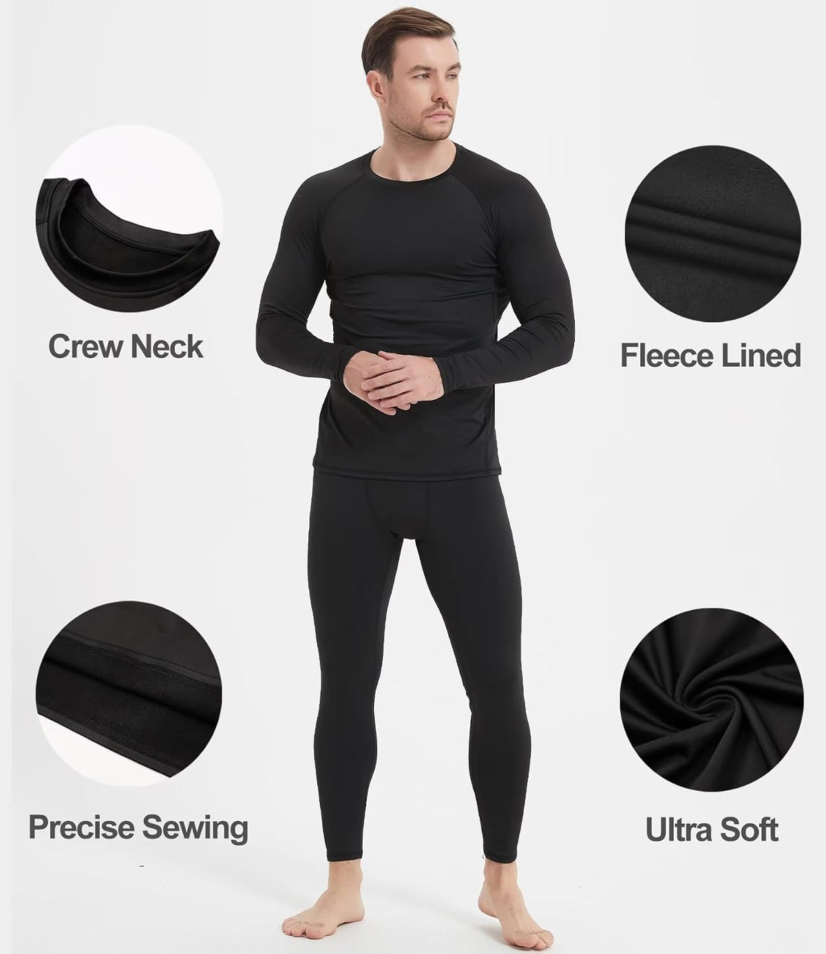 Dalavch 5 Pack Thermal Compression Shirts for Men Long Sleeve Fleece Lined