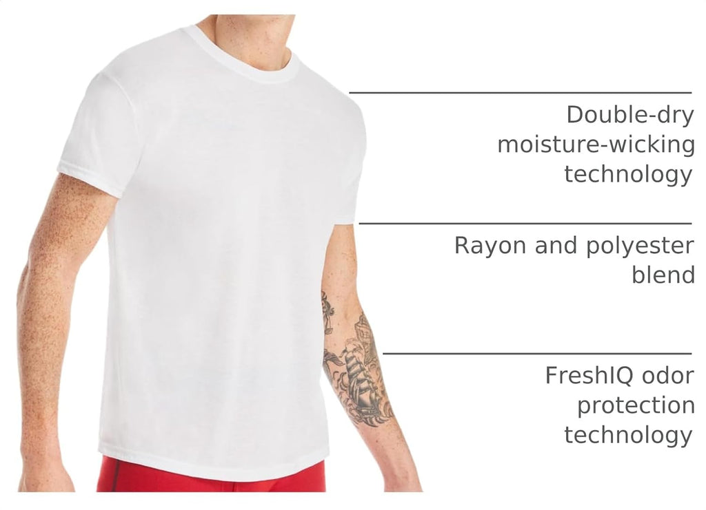 Hanes Men's Performance Undershirt, X-Temp Moisture-Wicking Crewneck, White 5-Pack