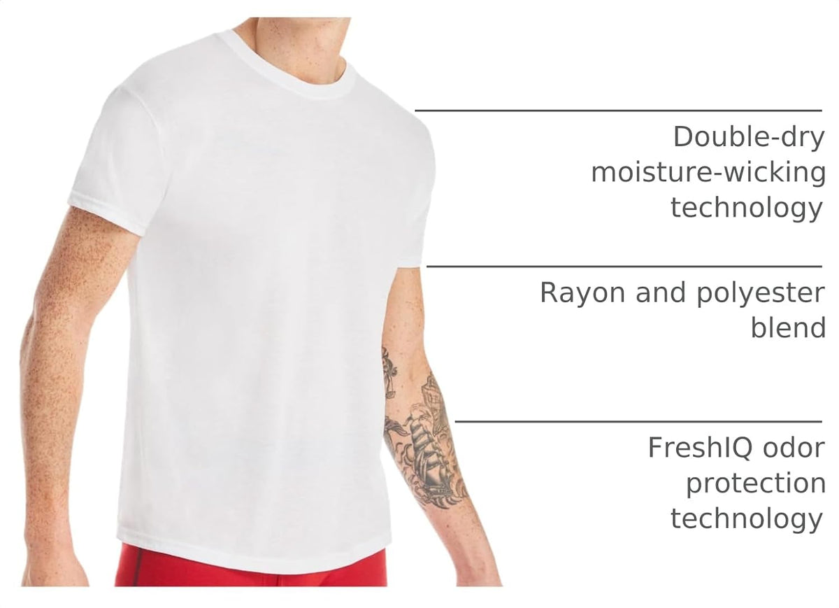 Hanes Men's Performance Undershirt, X-Temp Moisture-Wicking Crewneck, White 5-Pack