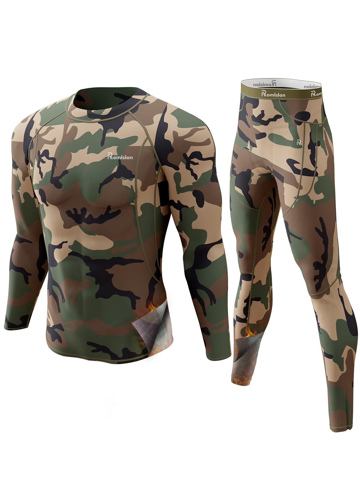 romision Thermal Underwear for Men Long Johns Set Hunting Gear Base Layer
