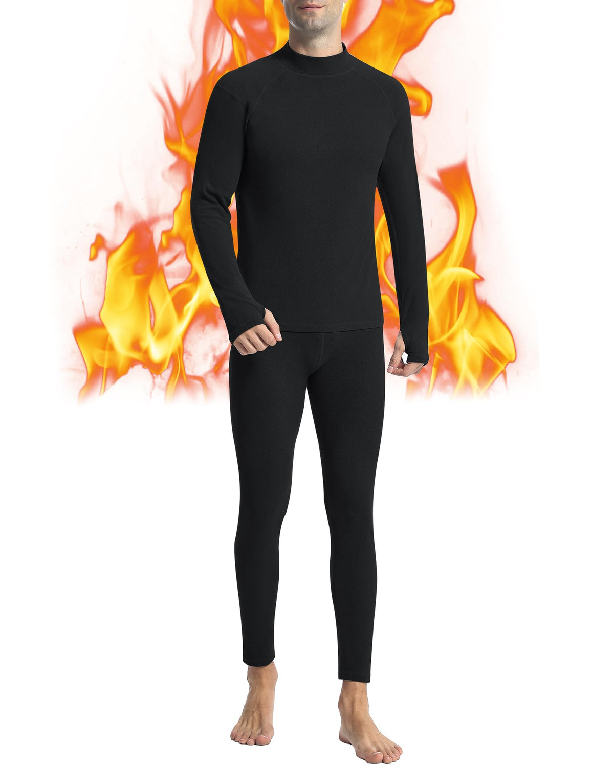 Runhit Mens Thermal Underwear Set：Fleece Lined Long Johns for Men Thermal Shirts and Pants Base Layer Cold Weather Thermals