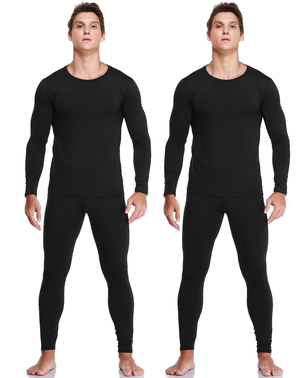 Thermal Underwear for Men, Fleece Lined Long Johns Set Winter Base Layer
