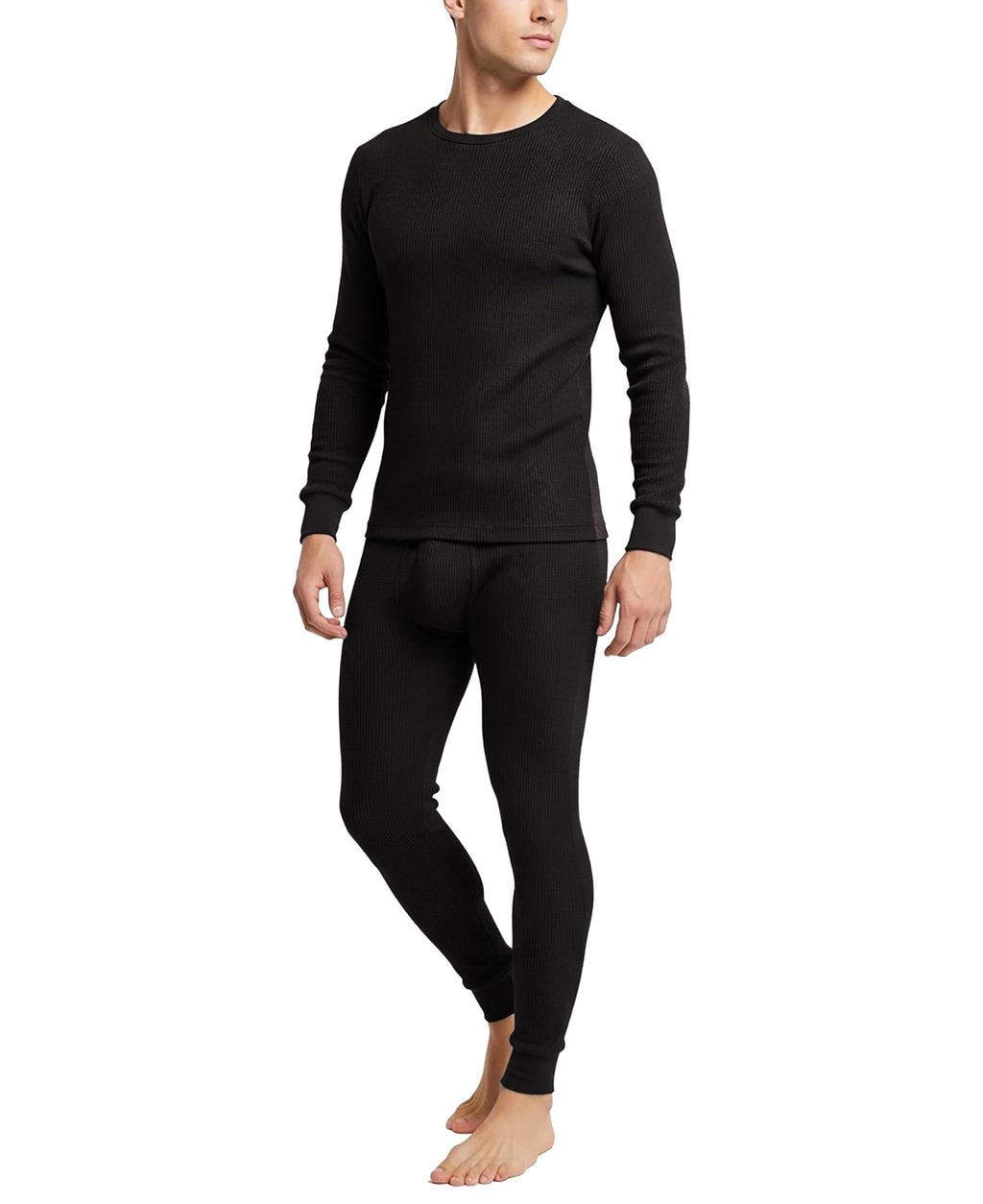 Andrew Scott Men's Traditional Waffle Thermal Top & Bottom Set | Cotton Blend Base Layer Shirt -Long John Underwear