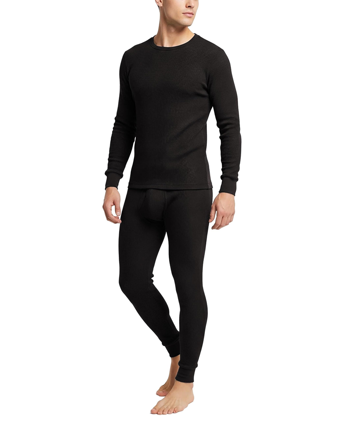 Andrew Scott Men's Traditional Waffle Thermal Top & Bottom Set | Cotton Blend Base Layer Shirt -Long John Underwear