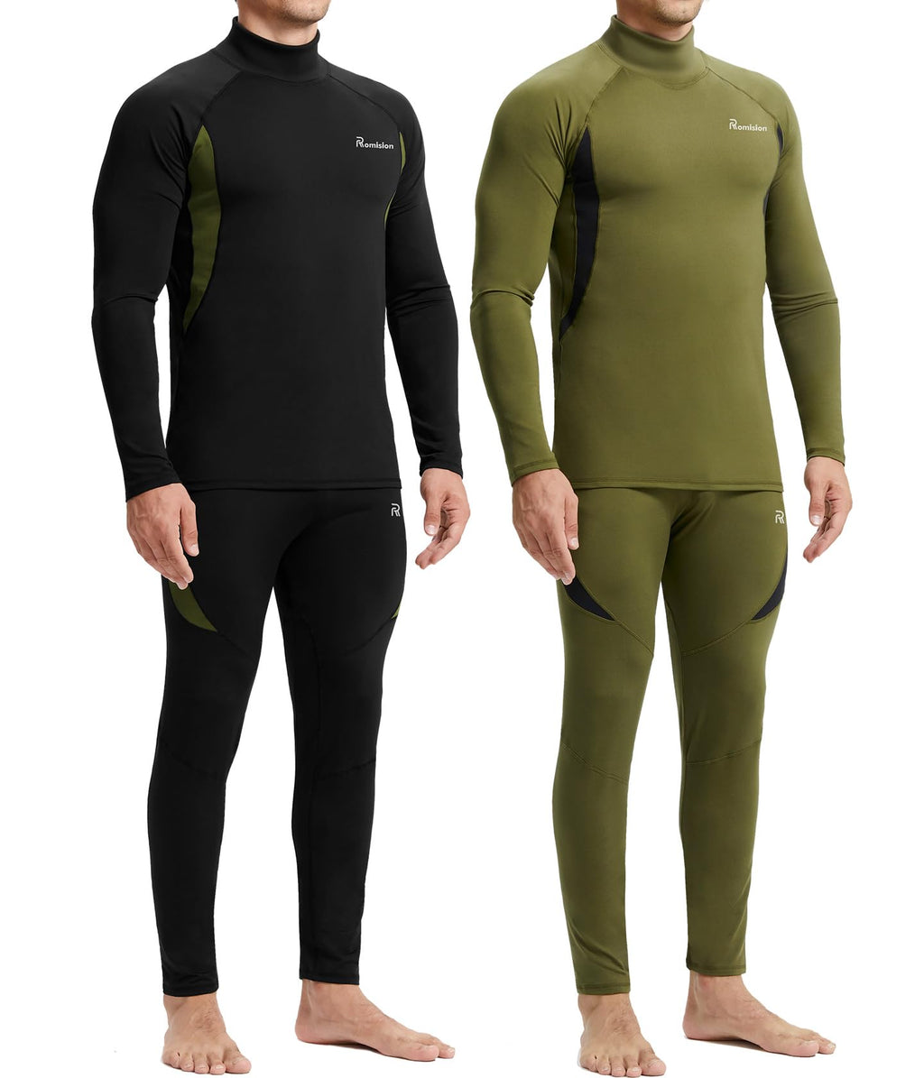 romision Mens Thermal Underwear Set Long Johns Fleece Lined Base Layer