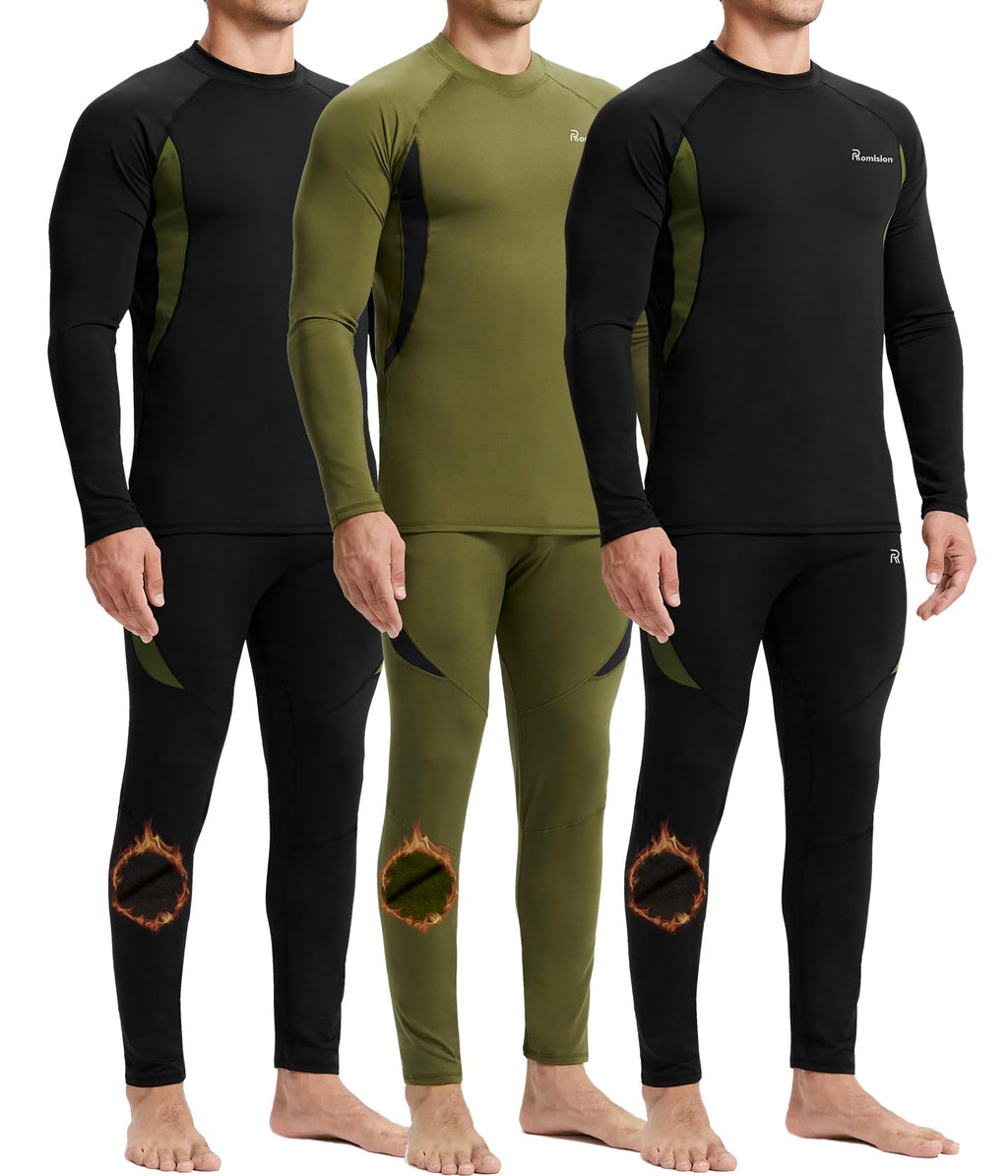 romision Mens Thermal Underwear Set Long Johns Fleece Lined Base Layer