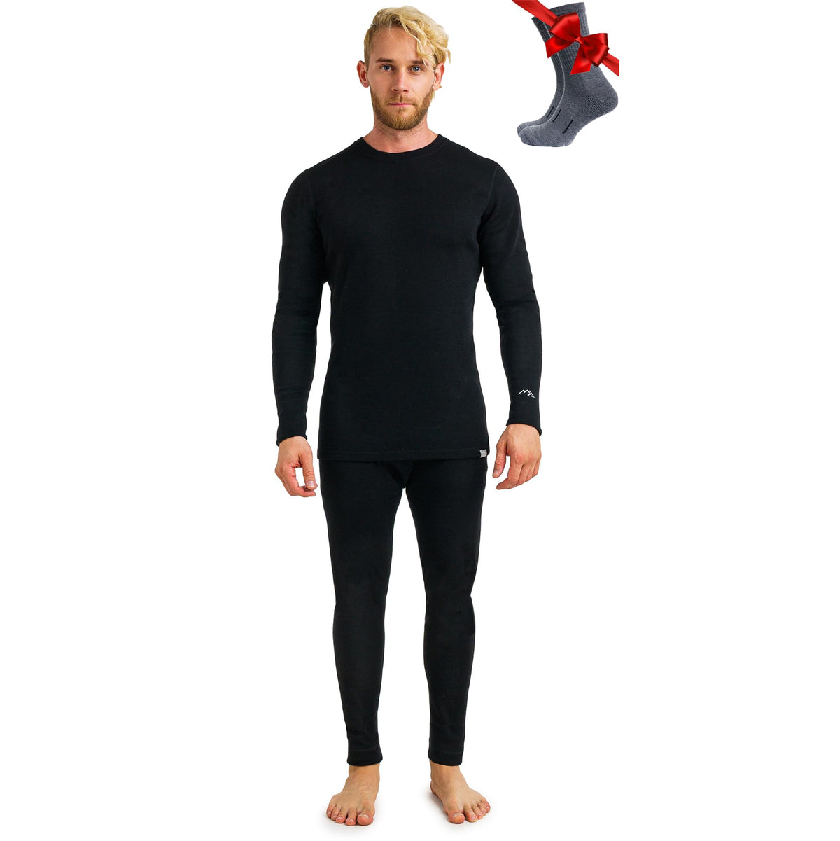 100% Merino Wool Base Layer Men Set - Thermal Underwear for Men Long Johns