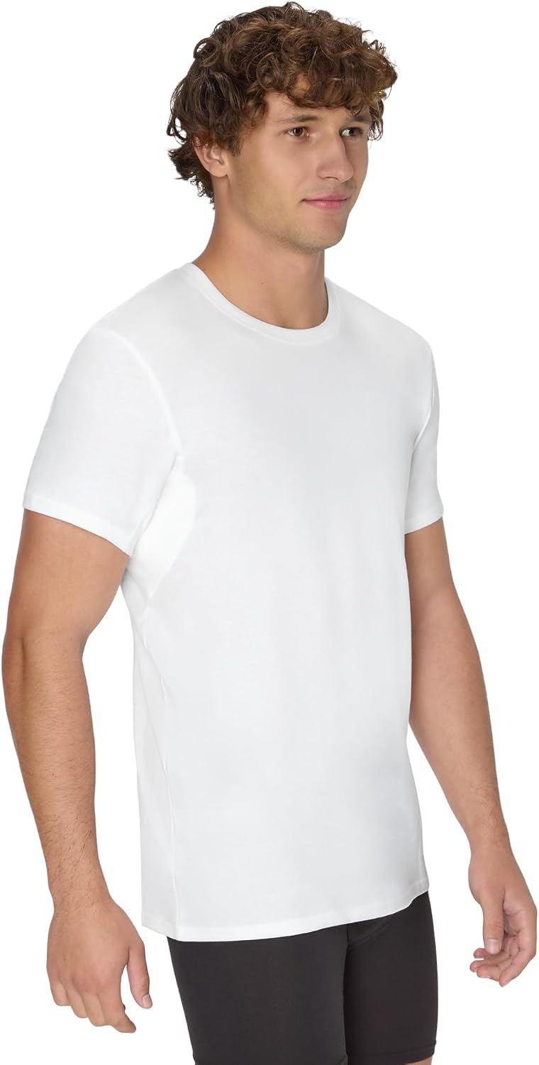 Hanes Men's Sweat Block Undershirt, Underarm Sweat Blocking Tee, Vneck Or Crewneck, White T-Shirt, 3-Pack