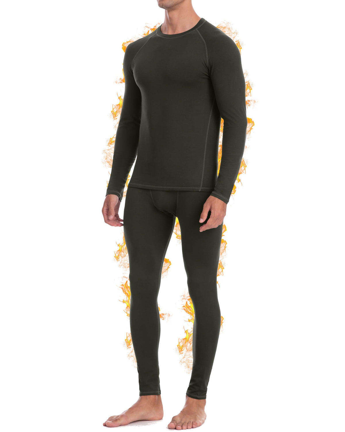 Thermal Underwear for Men, Fleece Lined Long Johns Base Layer Set