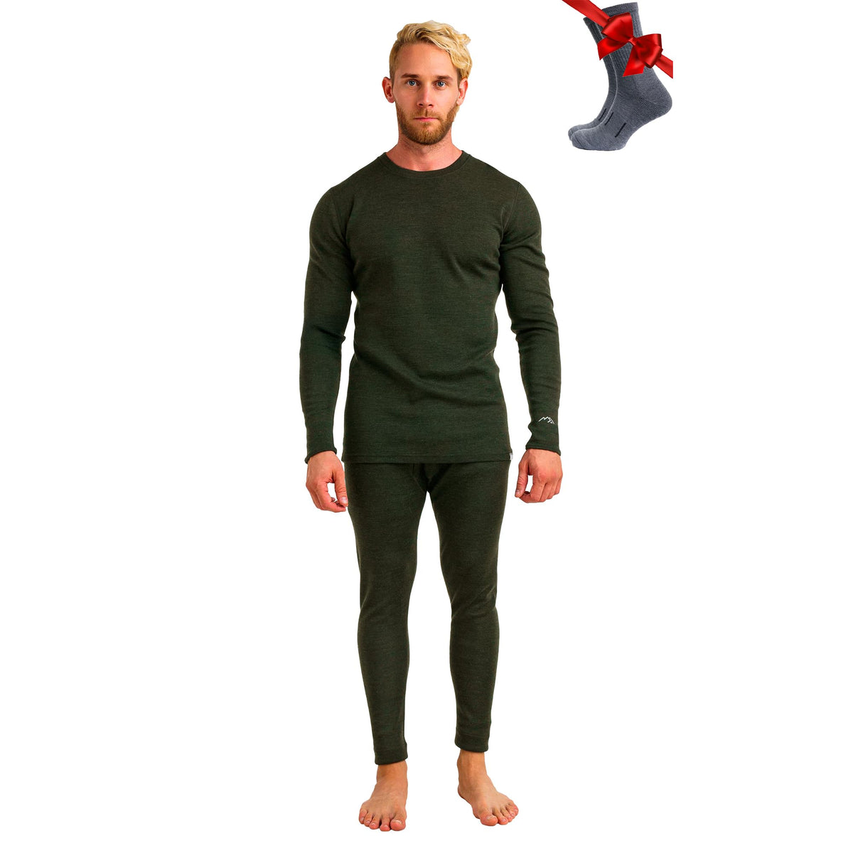 100% Merino Wool Base Layer Men Set - Thermal Underwear for Men Long Johns