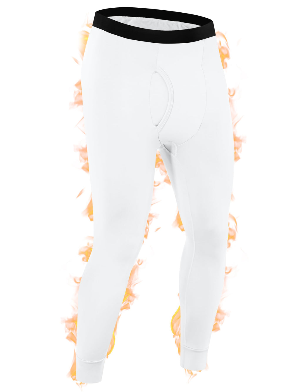 Roadbox Mens Thermal Pants Fleece Lined Long John Underwear Bottom with Fly