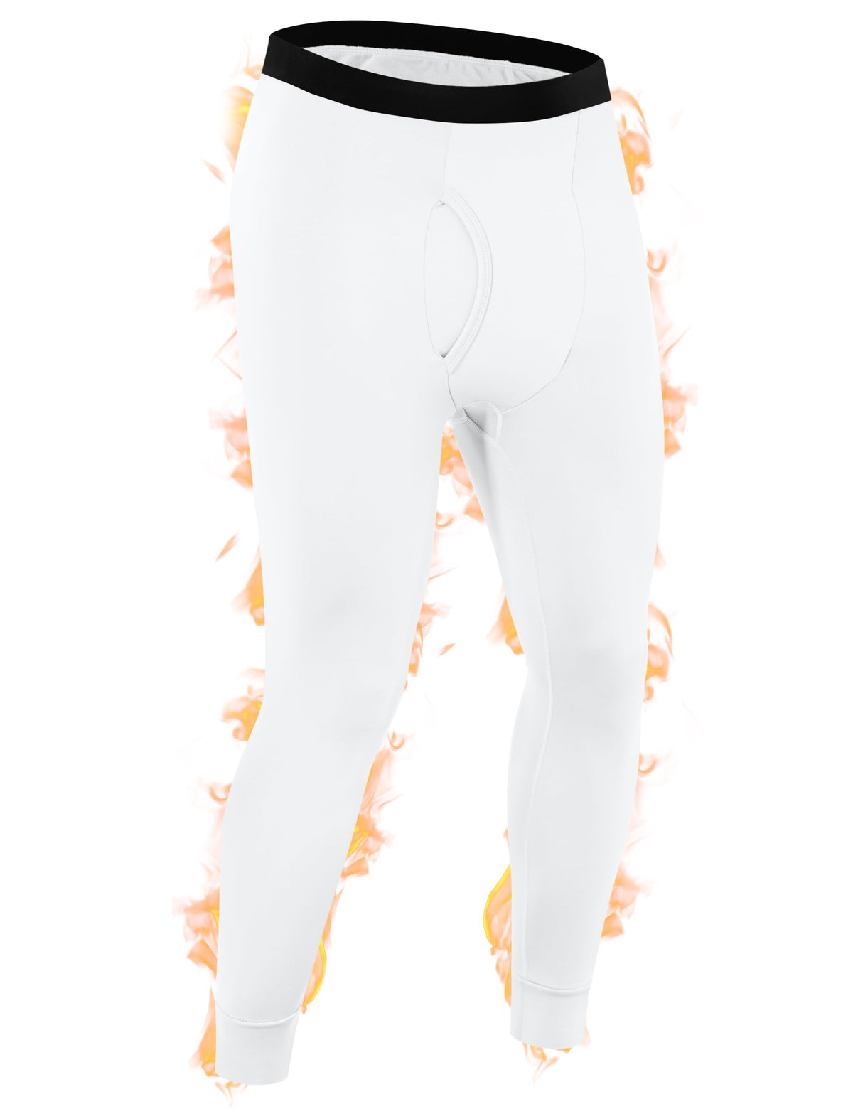 Roadbox Mens Thermal Pants Fleece Lined Long John Underwear Bottom with Fly