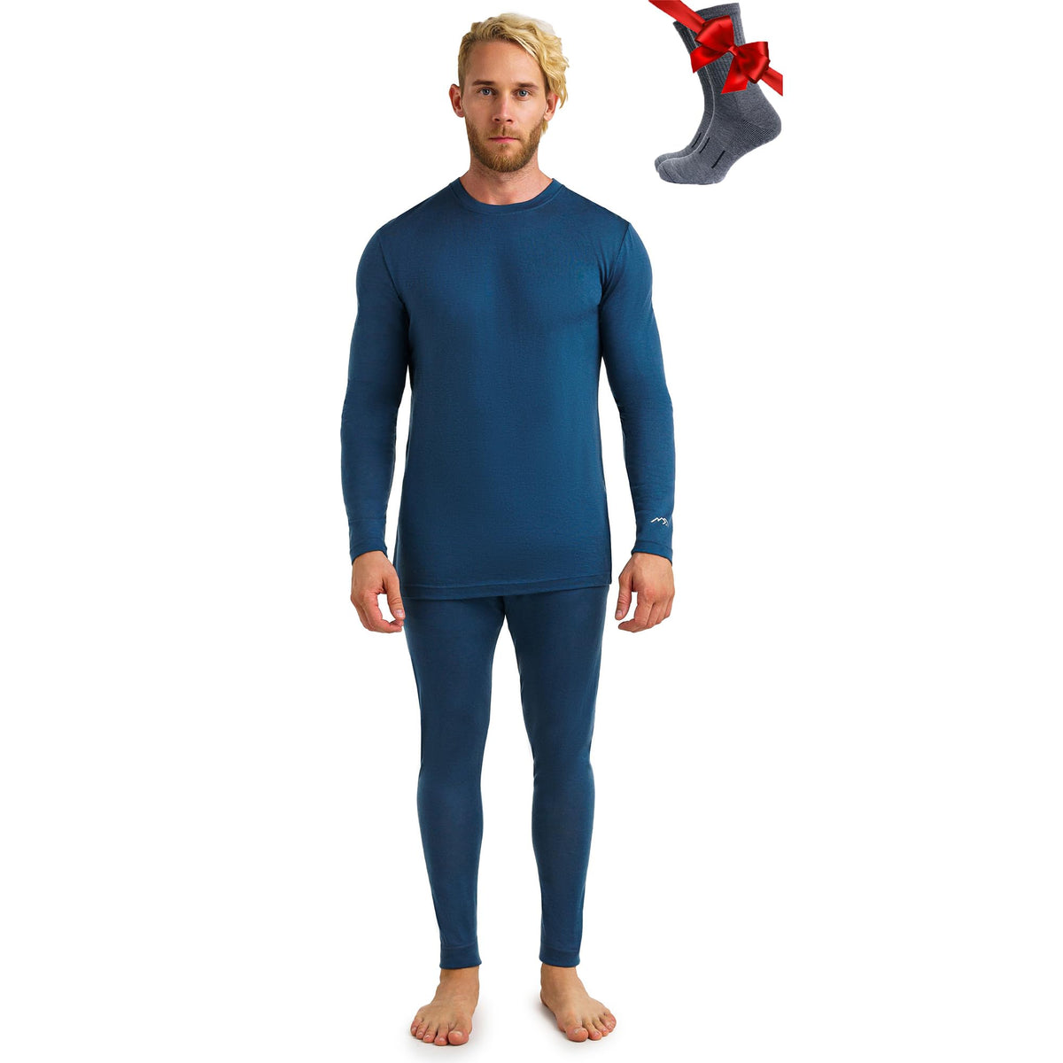 100% Merino Wool Base Layer Men Set - Thermal Underwear for Men Long Johns