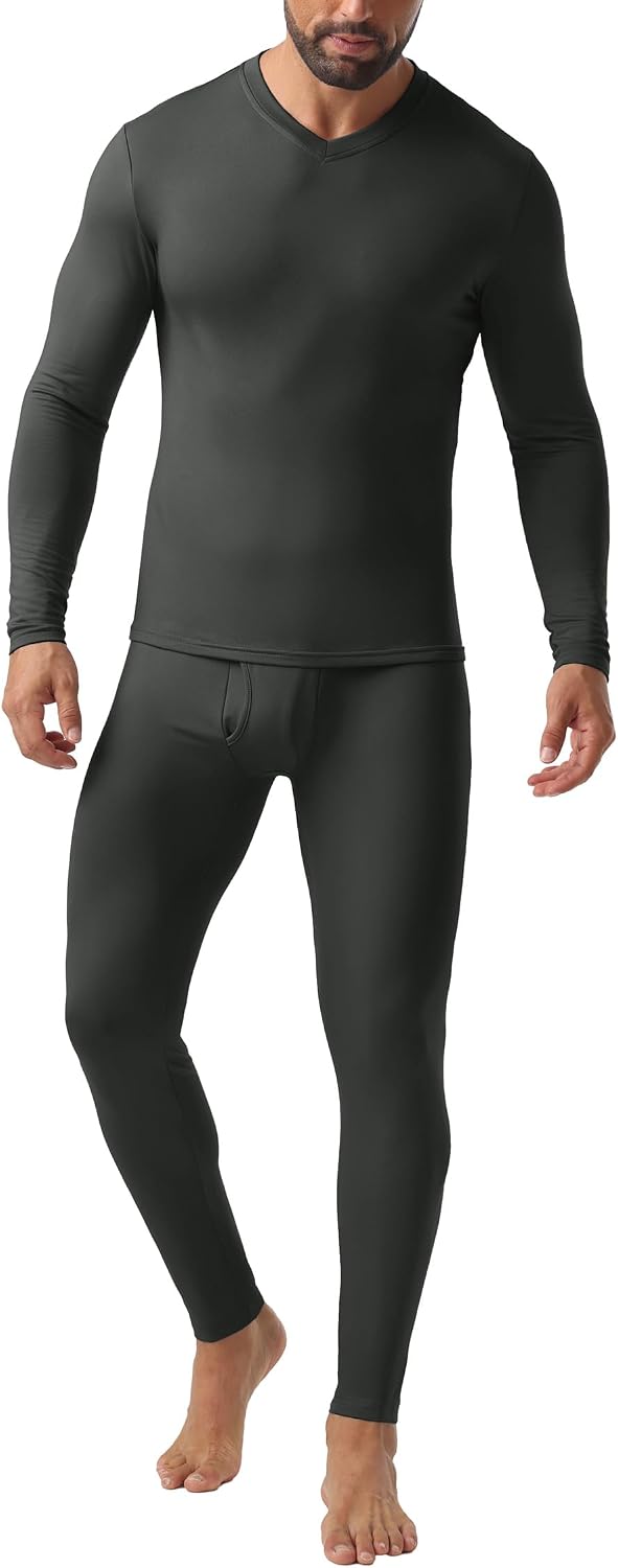 Askdeer Thermal Underwear for Men Long Johns Thermal Fleece Lined Long Underwear Base Layer Set