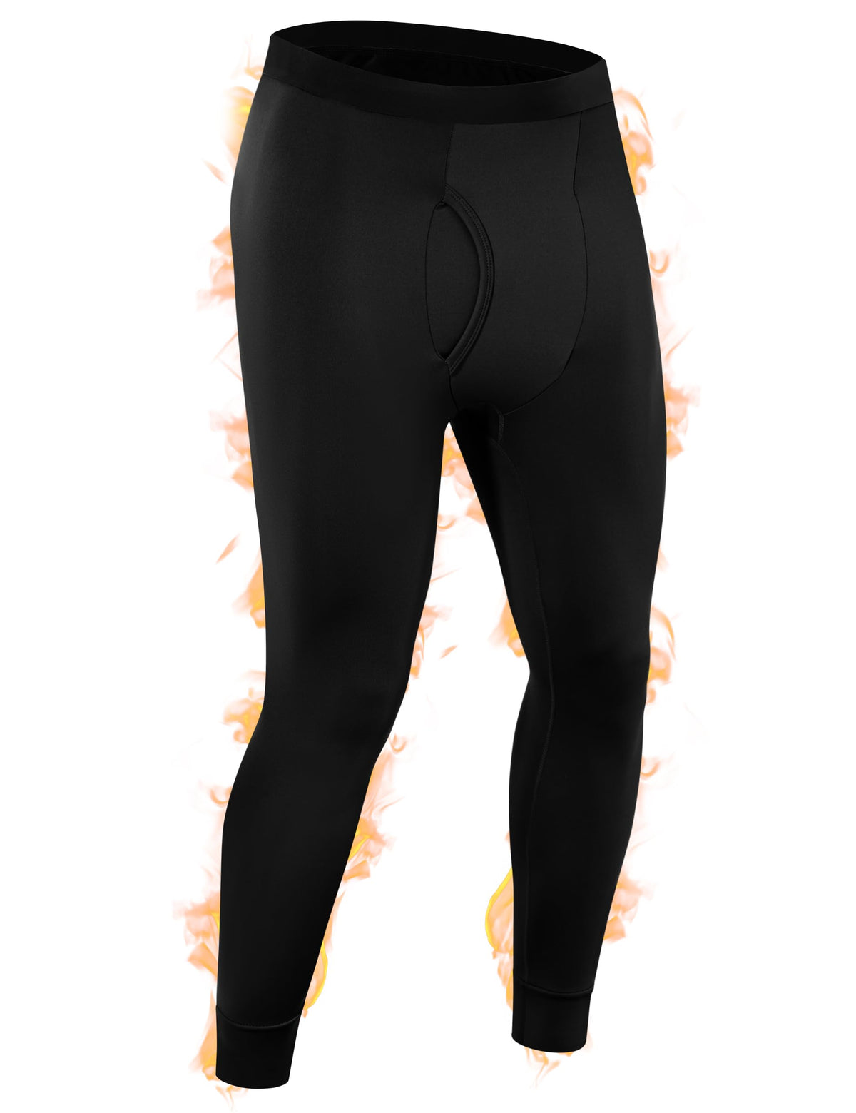 Roadbox Mens Thermal Pants Fleece Lined Long John Underwear Bottom with Fly