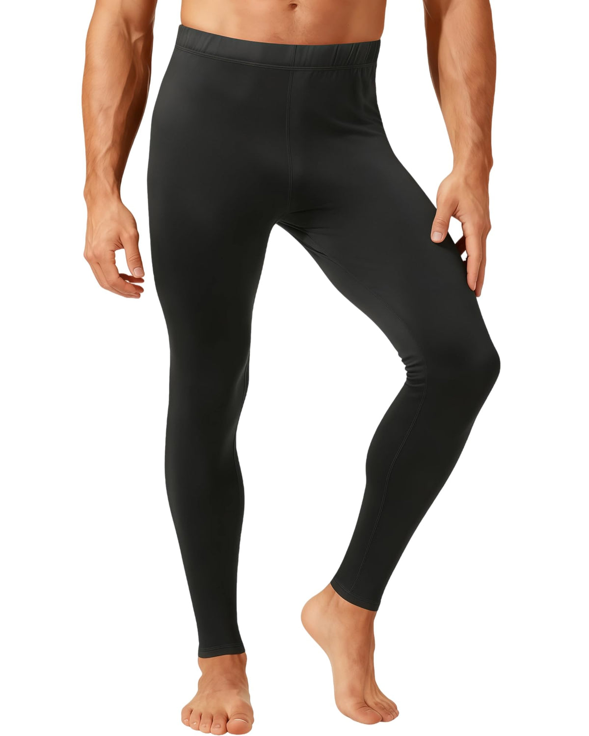 1 or 3 Pack Mens Long Johns Thermal Pants, Fleece Lined Base Layer Bottoms