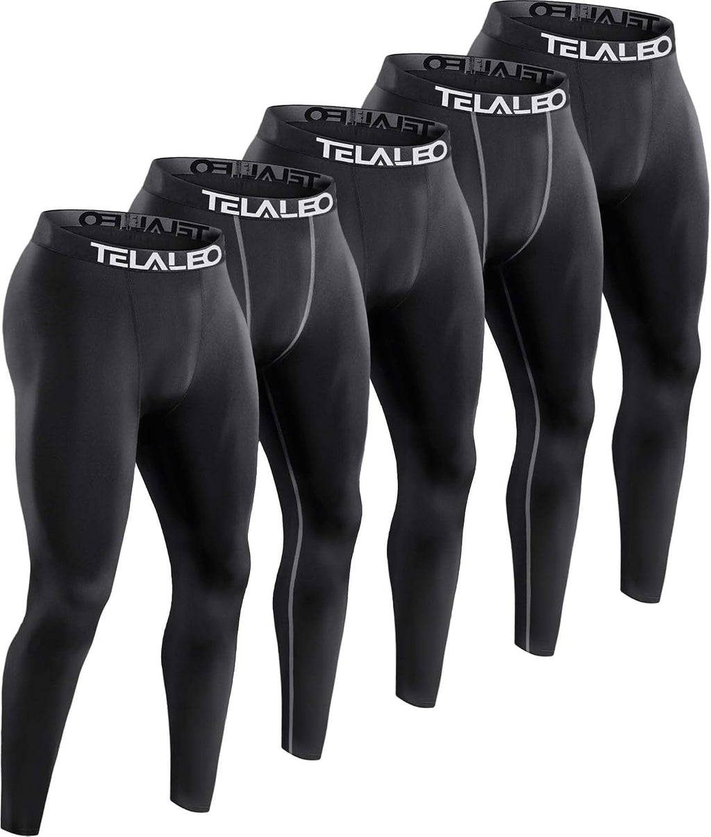 5 Pack Men's Compression Pants Performance Leggings Tights Baselayer