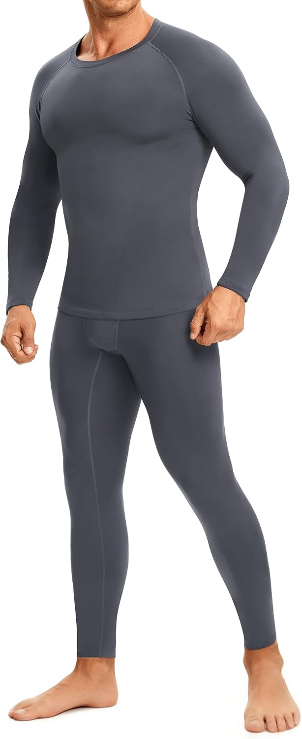 TAILONG Thermal Underwear for Men - Long Johns with Fleece Lined Base Layer Cold Weather Hunting Gear Top Bottom