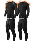2 Set Mens Thermal Underwear Fleece Lined Long Johns Baselayer Shirts
