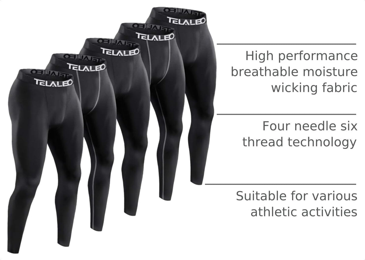 5 Pack Men's Compression Pants Performance Leggings Tights Baselayer