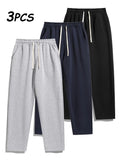 Men's Thermal Lined Pants with Drawstring Waist, Cozy Relaxed Fit Loose Sweatpants Fabric for Fall & Winter, Men's Bottoms, Menswear Clothing