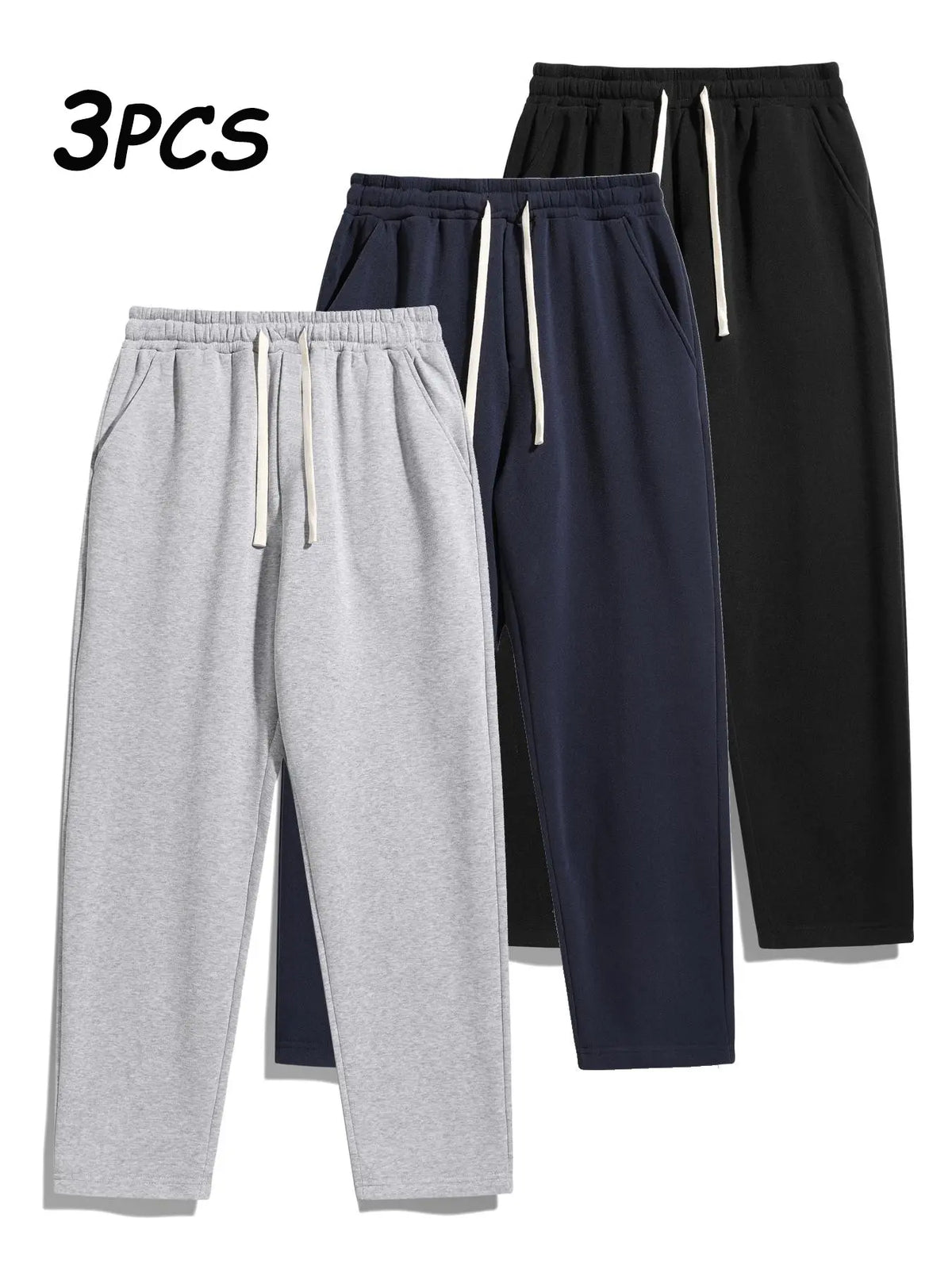 Men's Thermal Lined Pants with Drawstring Waist, Cozy Relaxed Fit Loose Sweatpants Fabric for Fall & Winter, Men's Bottoms, Menswear Clothing
