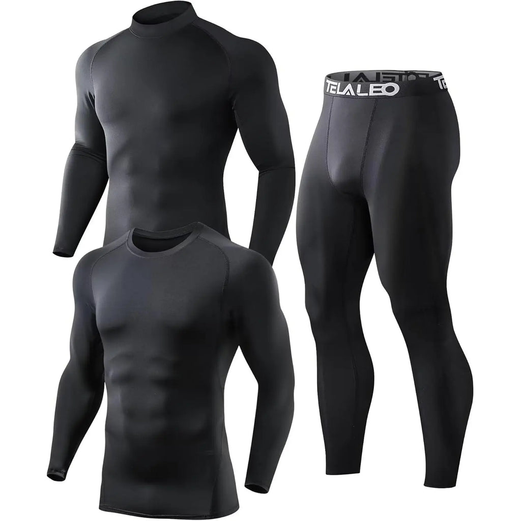 Men's Thermal Compression Pants - 4 or 5 Pack Fleece-Lined Menswear Activewear Sportswear Tights, Cold Weather Winter Baselayer Athletic Leggings