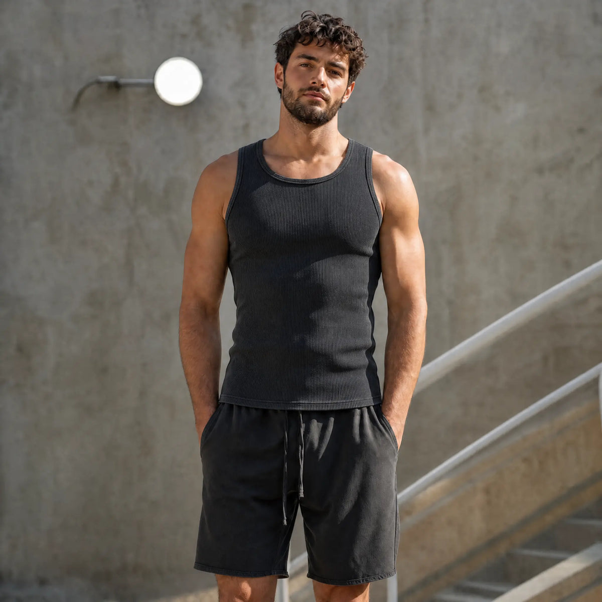 Gihuo 2Pcs Premium Ultra-Soft Cotton Distressed Fitted Tank Top – Breathable Slim Fit Muscle Tee for Summer Casual Wear