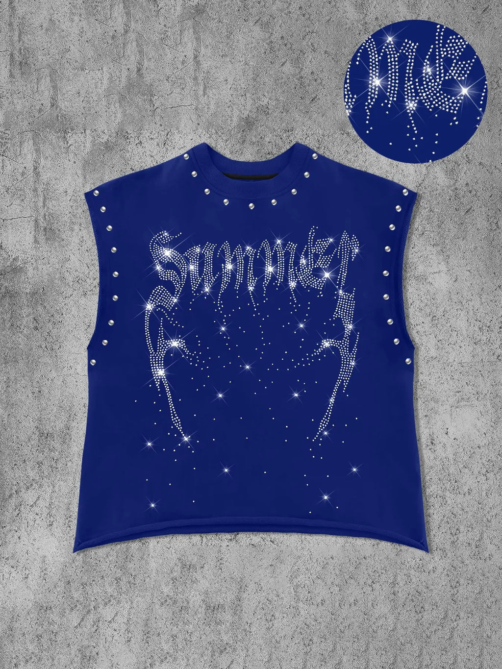 Men's Casual Graphic Sleeveless Sparkly Glitter Vest with Rhinestone Letters and Abstract Contour Print, Comfortable Regular Fit, Fashion Versatile, Street Style, Streetwear Tank Vest