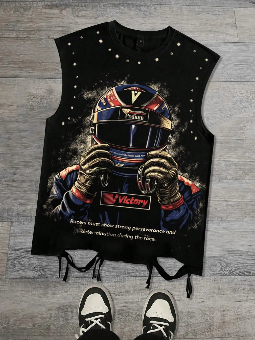 Broken hole Y2K helmet printed vest, Breathable Sleeveless Tops, summer unisex sleeveless with portrait pattern European streetwear men's vest