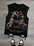 Broken hole Y2K helmet printed vest, Breathable Sleeveless Tops, summer unisex sleeveless with portrait pattern European streetwear men's vest