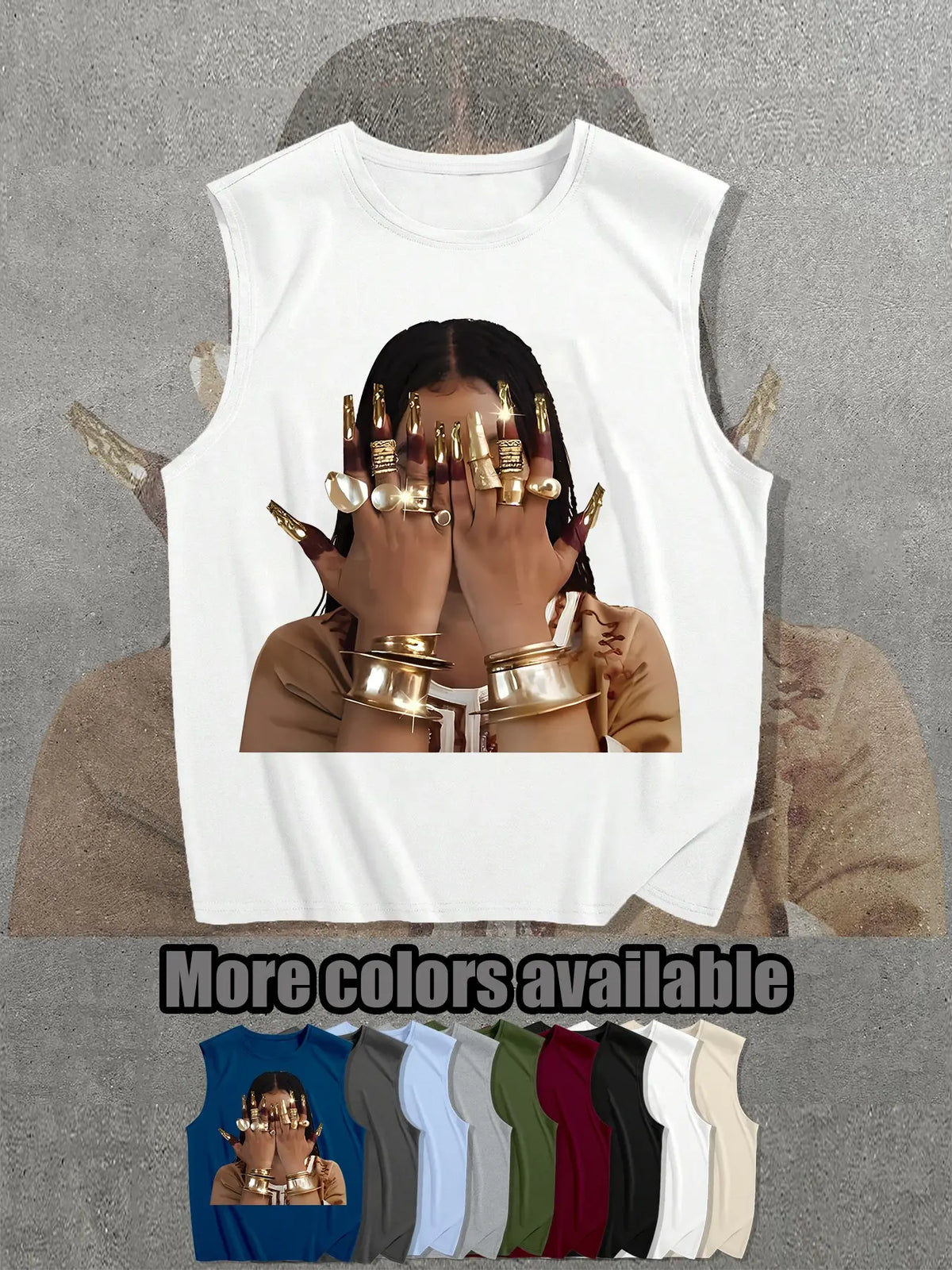 Egyptian Queen Graphic Print Sleeveless T-Shirt, Loose Fit Casual Unisex Street Style Top, Breathable Summer Wear