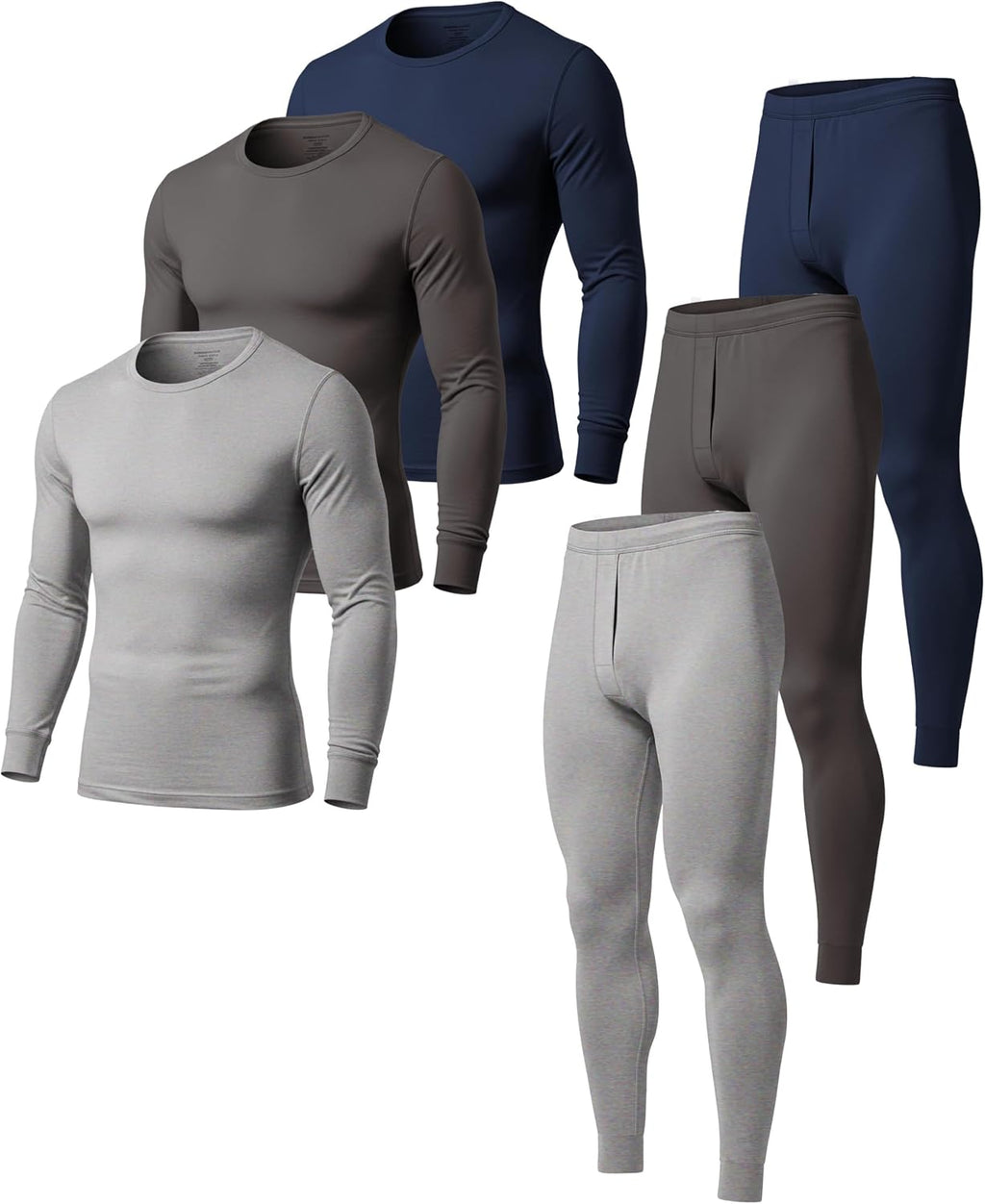 AMERICAN HEAVEN Men's Base Layer Thermal Underwear Set | 100% Cotton | Long Sleeve Top & Pant | Multi Packs
