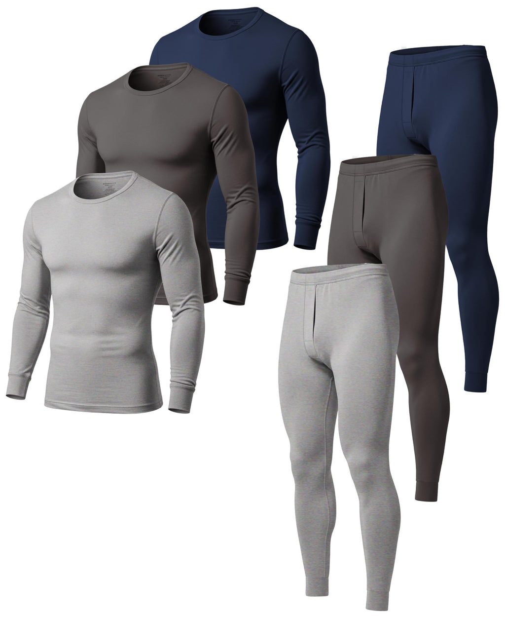 AMERICAN HEAVEN Men's Base Layer Thermal Underwear Set | 100% Cotton | Long Sleeve Top & Pant | Multi Packs