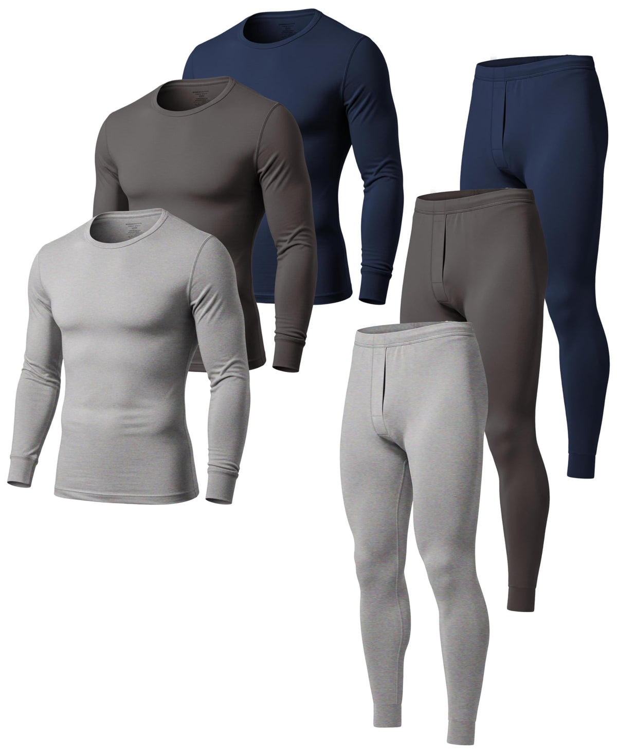 AMERICAN HEAVEN Men's Base Layer Thermal Underwear Set | 100% Cotton | Long Sleeve Top & Pant | Multi Packs