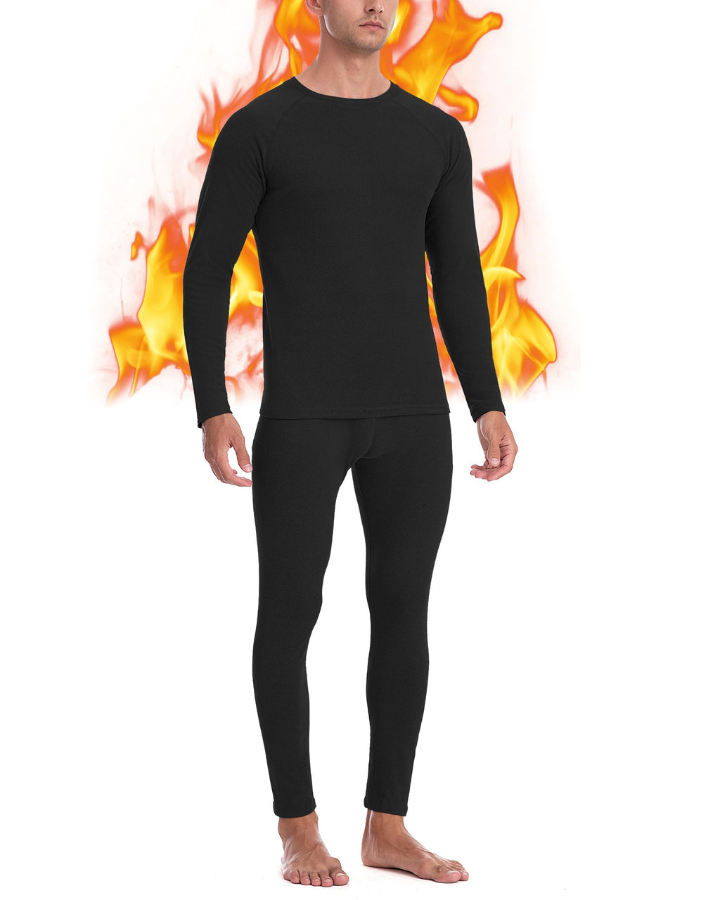 Thermal Underwear for Men, Fleece Lined Long Johns Base Layer Set
