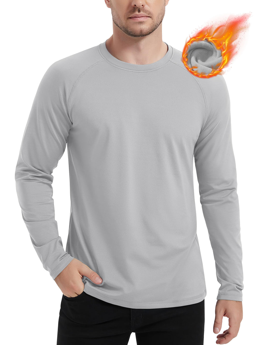 MAGCOMSEN Men's Thermal Shirt Fleece Lined Long Sleeve Athletic Base Layer Workout Top