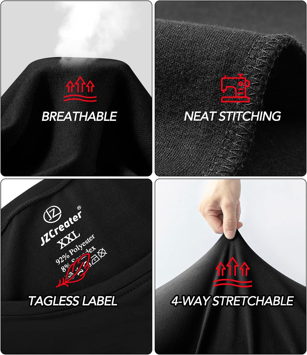 Thermal Underwear for Men, Fleece Lined Long Johns Set Winter Base Layer