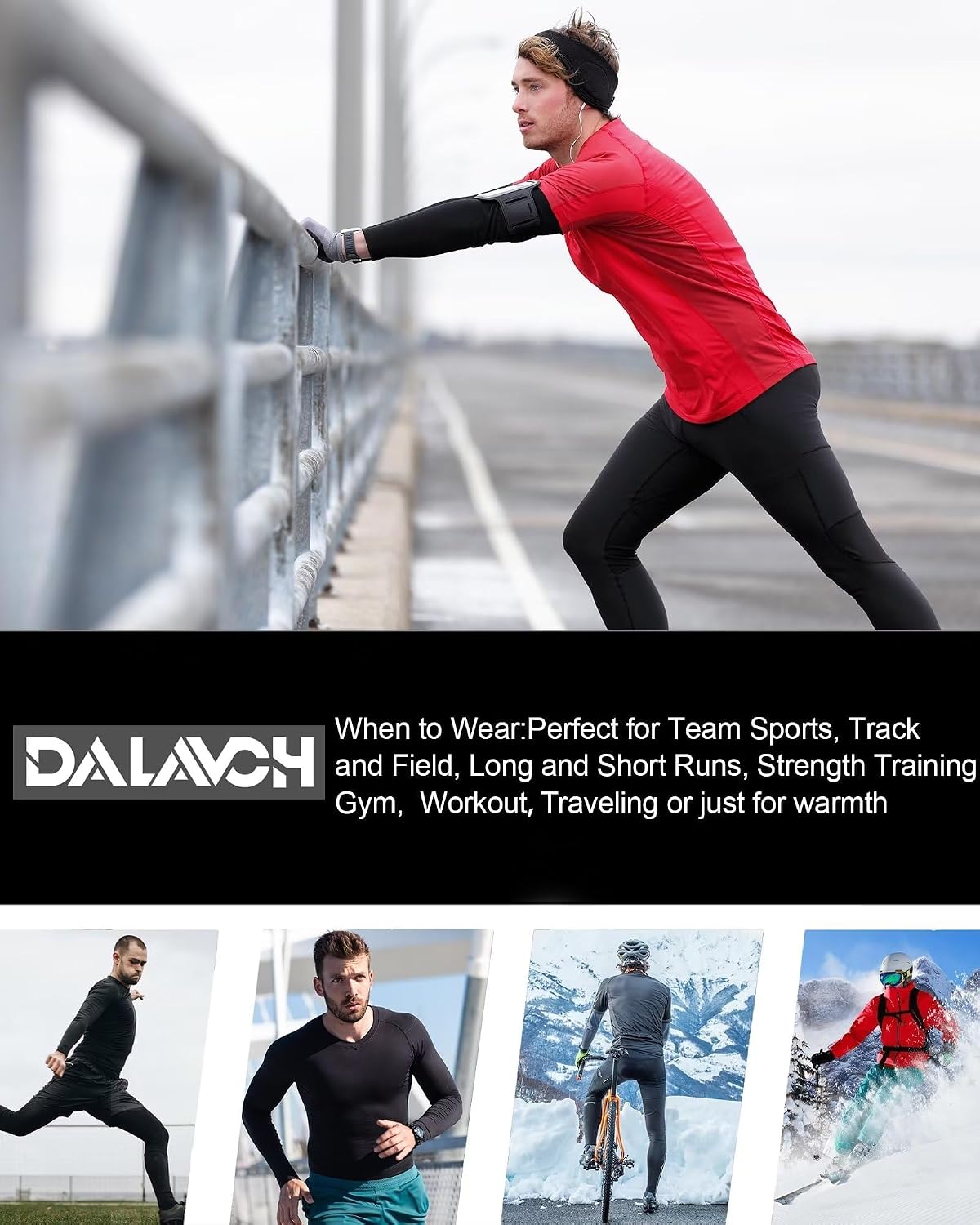 Dalavch 5 Pack Thermal Compression Shirts for Men Long Sleeve Fleece Lined