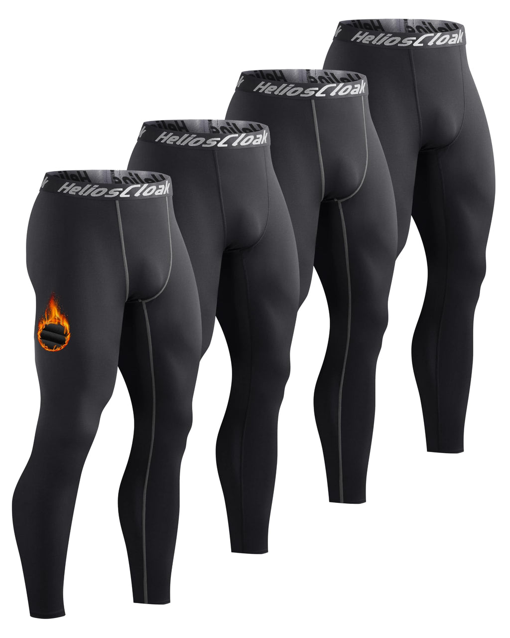4 Pack Men's Thermal Compression Pants Fleece Lined Sports Tights Leggings Winter Athletic Baselayer Bottoms
