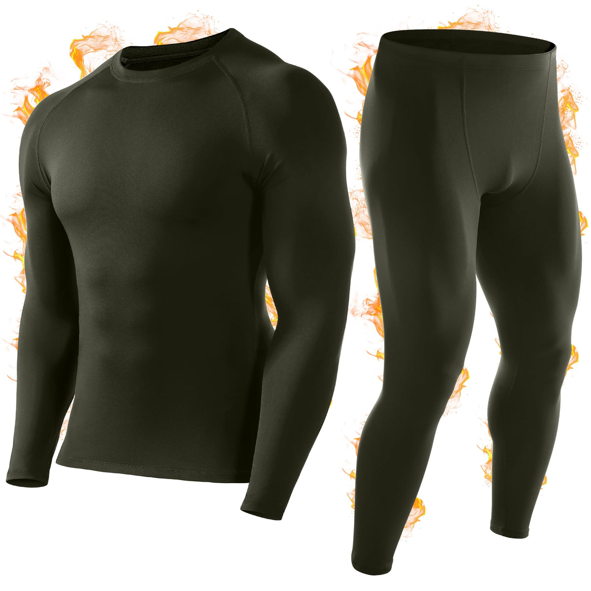 Roadbox Thermal Underwear for Men, Fleece Lined Long Johns Base Layer Set