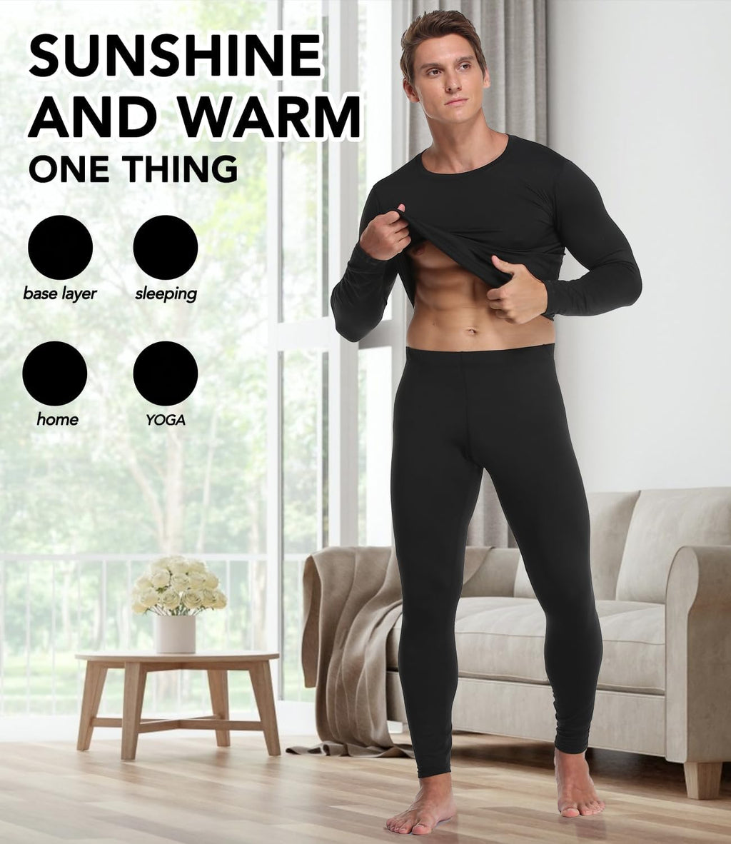 1 or 3 Pack Mens Long Johns Thermal Pants, Fleece Lined Base Layer Bottoms
